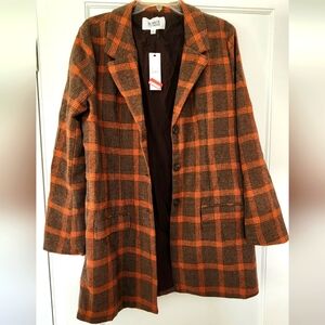 MaxMara Brown and Orange Plaid Coat/Blazer